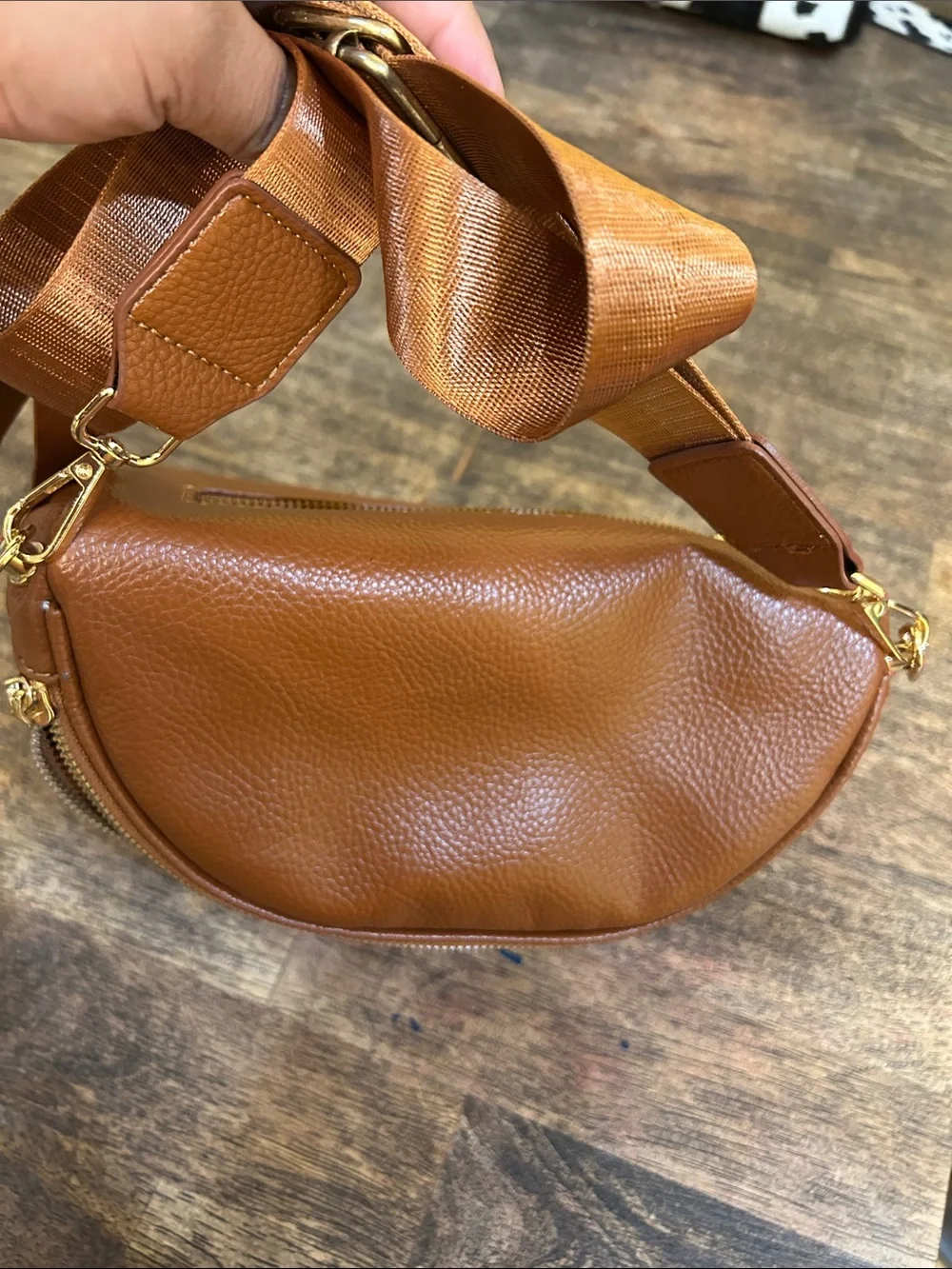 Women's Tan Leather Crossbody Belt Bag